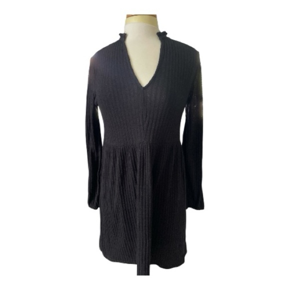 Zara About You Black Long Sleeve Sweater Dress